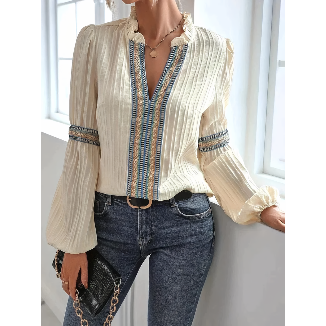 Eileen | Casual damesblouse met V-hals | Lange mouw